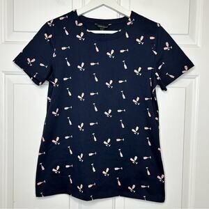 Banana Republic NWT T Shirt Champagne Print Navy Blue Size S